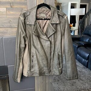 Faux Leather and knit distressed jacket